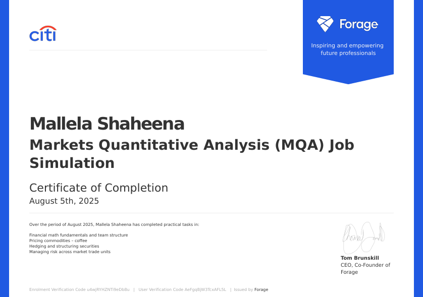 Citi Certificate
